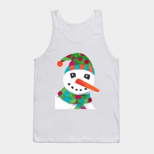 Happy snowman with knitted winterhat in watercolors Tank Top